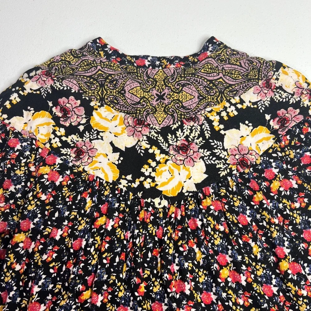 Free People Wildflower Fields Floral Tunic Blouse Womens Medium Boho